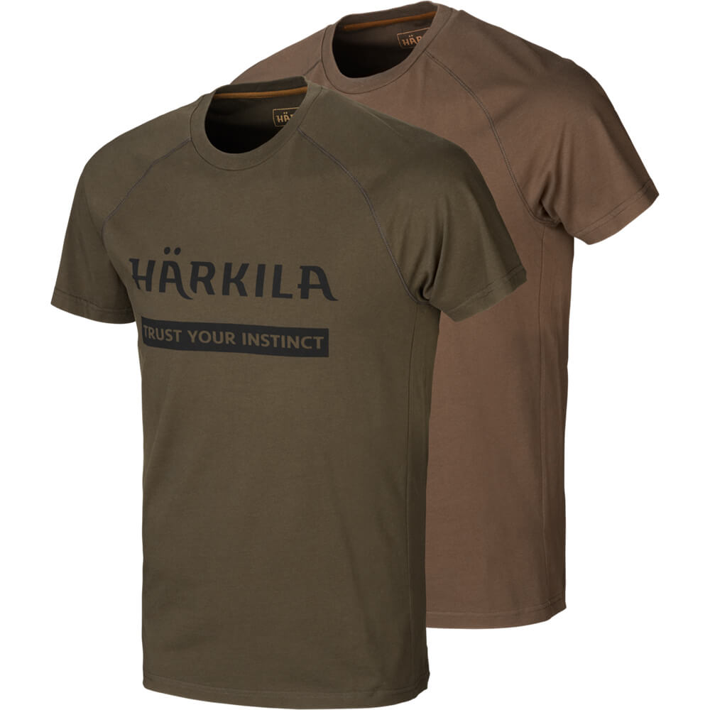 Härkila T-shirt 2er-pack Logo (Willow green/Slate brown) - Summer Hunting Clothing