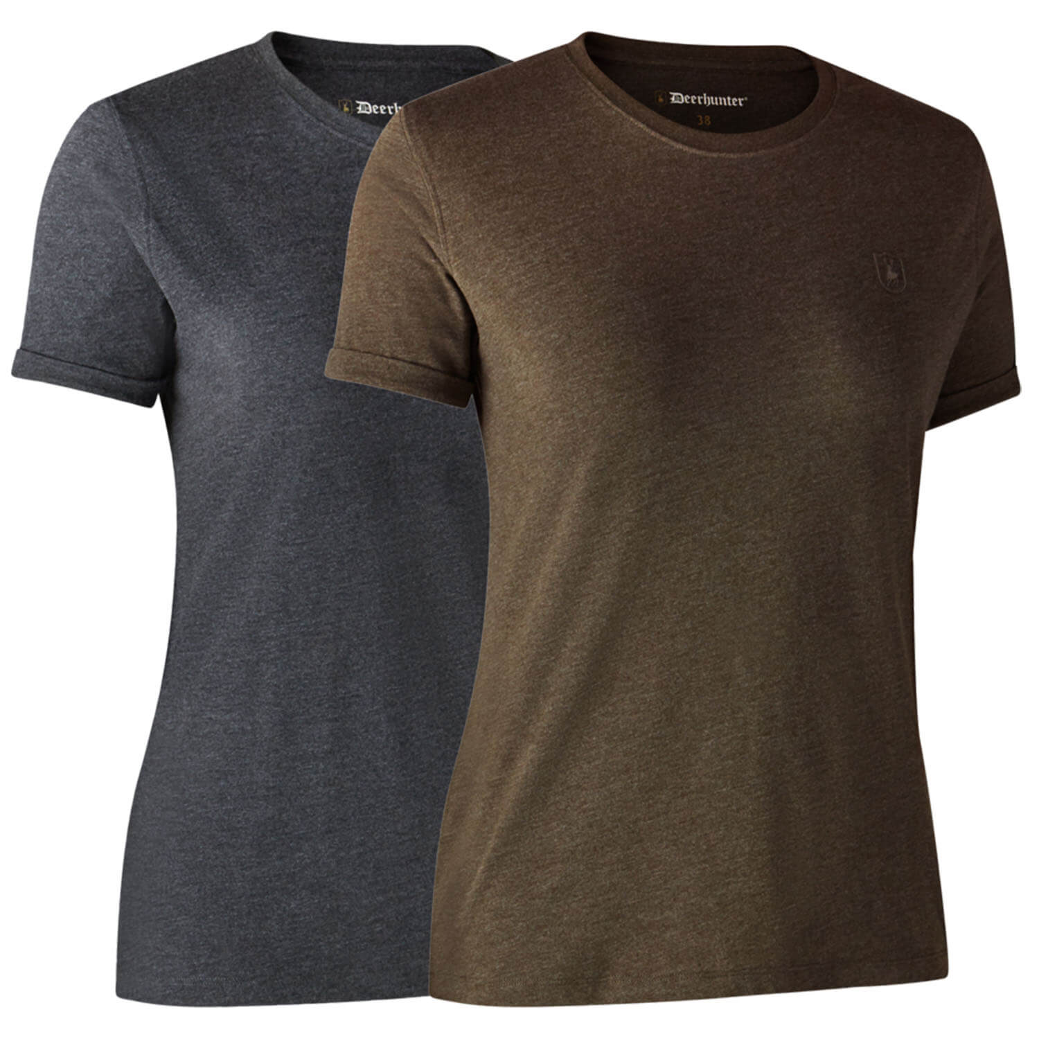 Deerhunter Women T-shirt Basic 2er-pack (Brown/Grey)