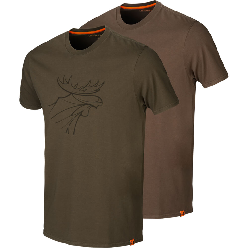 Härkila T-Shirt 2er-pack Graphic (Willow green/Slate brown) - T-Shirts