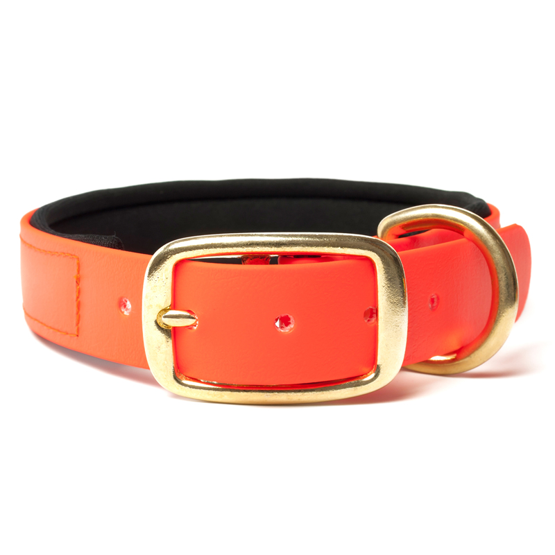 Mystique BioThane Collar Neoprene Deluxe (orange) - Leashes & Collars