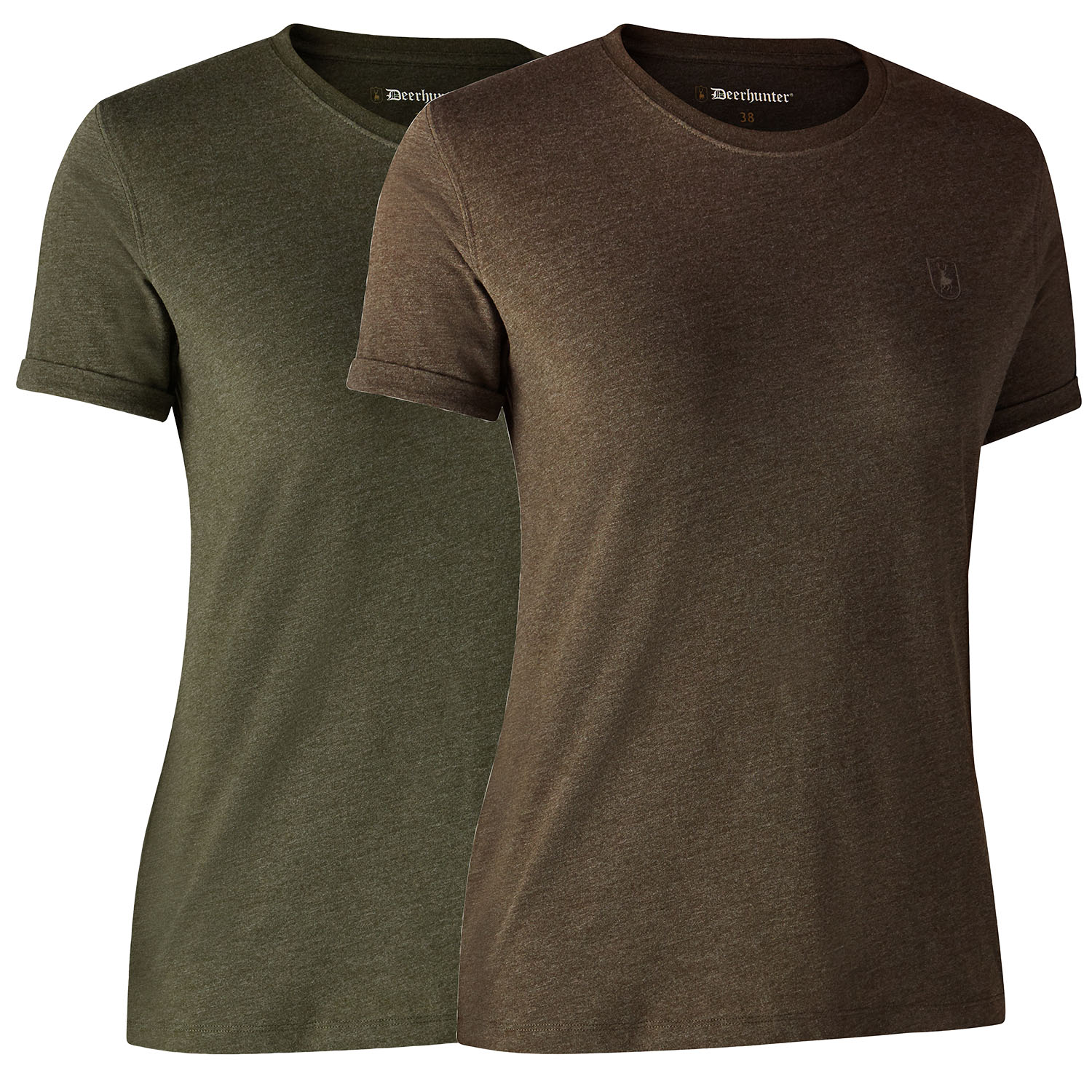 Deerhunter Women T-shirt Basic 2er-pack (Green/Brown) - Women's Hunting Clothing 