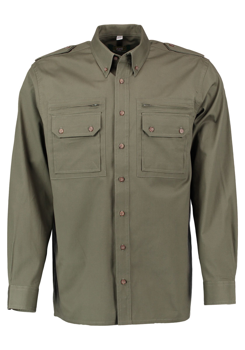 OS Trachten Shirt Regular fit (olive solid) - Shirts