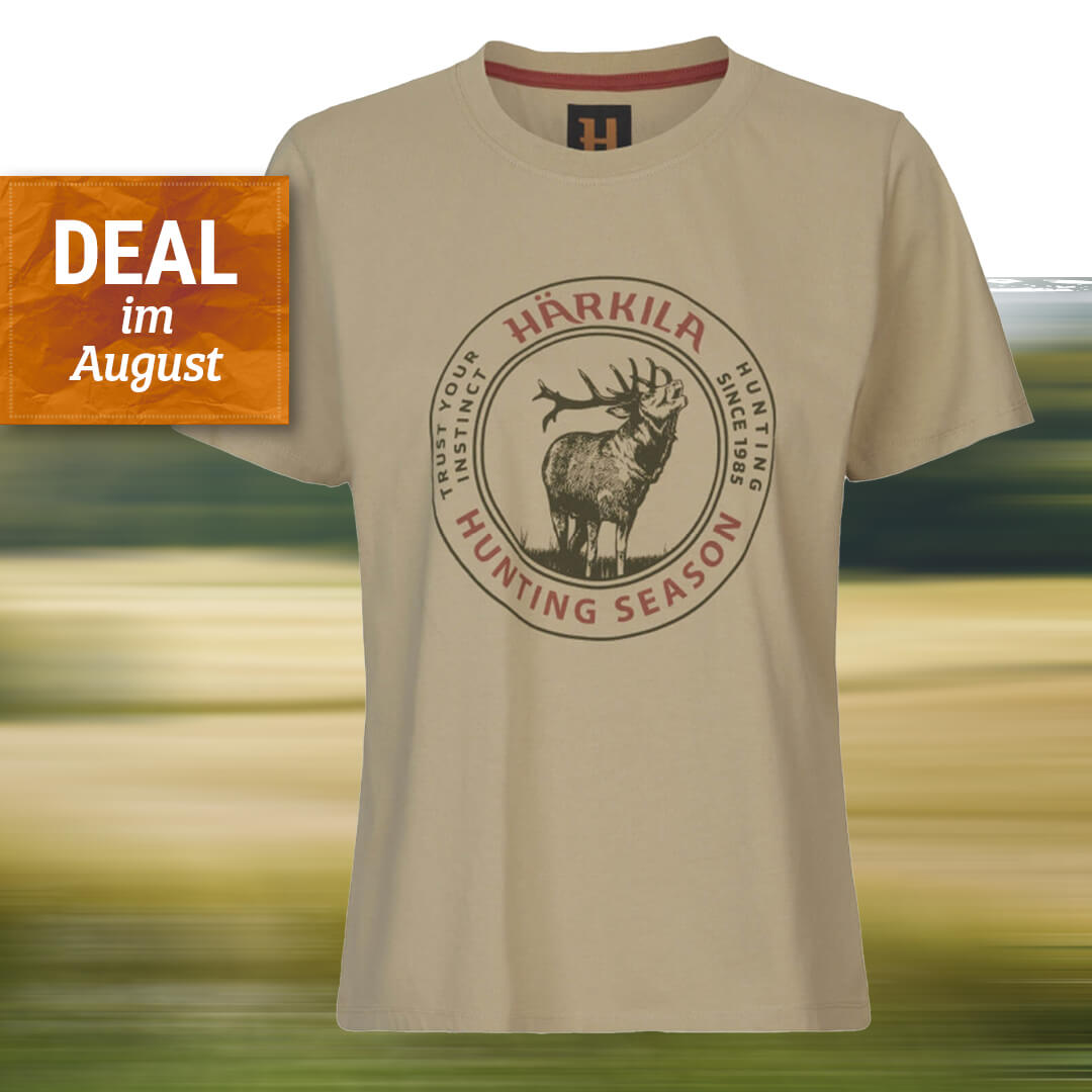 Härkila women T-shirt Stag Badge (Sand) - Women's Hunting Clothing 