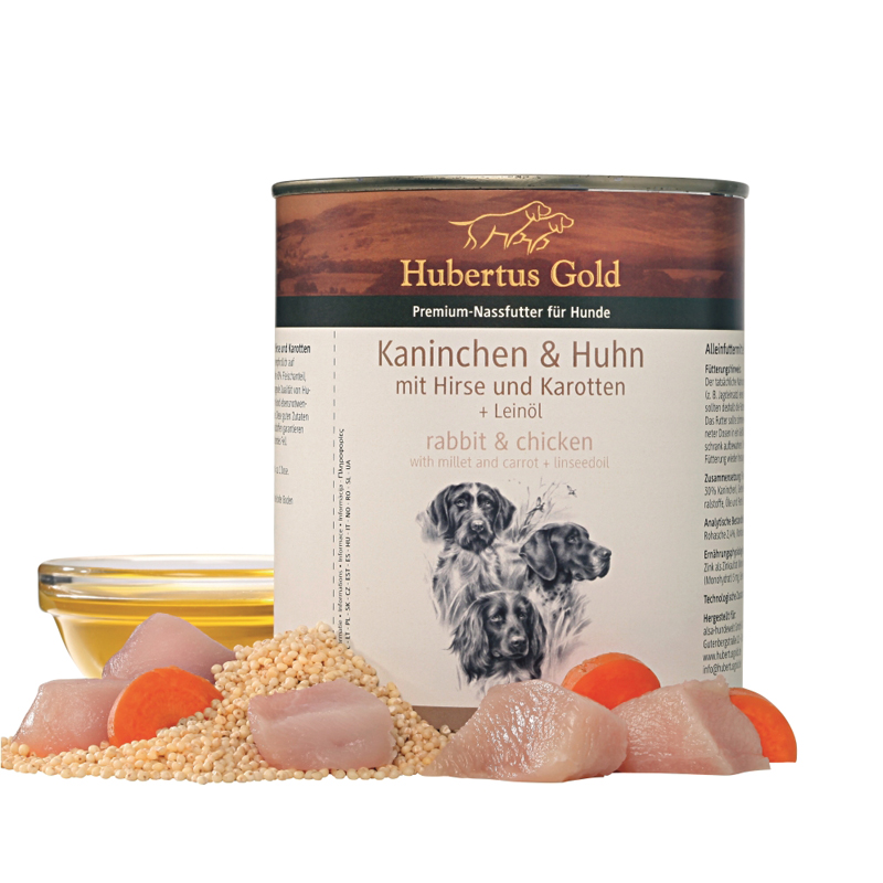 Hubertus Gold Dog Food Rabiit & Chicken (6 Cans)